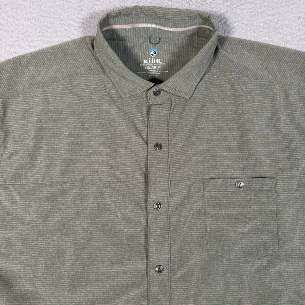 Kuhl Shirt Mens XXL Green Optimizr Lightweight Button Up Outdoor Hiking Casual
